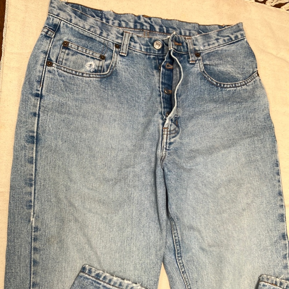 GAP DENIM BUTTONFLY women. Loose fit, 10 ankle, leather patch, 5 pocket.